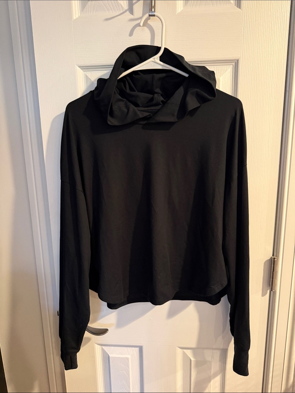 Gilly Hicks Black Hooded Lightweight Pullover with Cutout Back